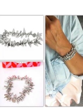 Stella & Dot Silver Spike Stretch Bracelet